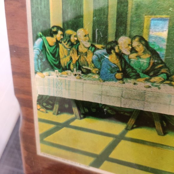 Vtg 1980 Scafa Tornabene The Last Supper Art Painted In England Religious Plaque - Picture 3 of 16